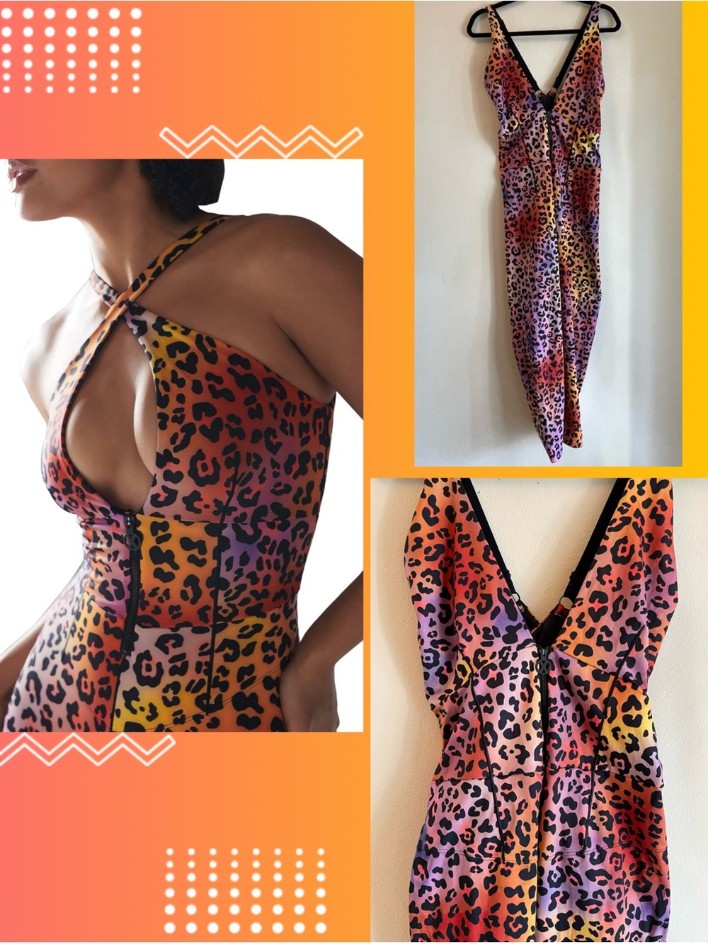 Savage X Fenty Hotline Halter Multicolor Leopard Athletic Jumpsuit 🐆